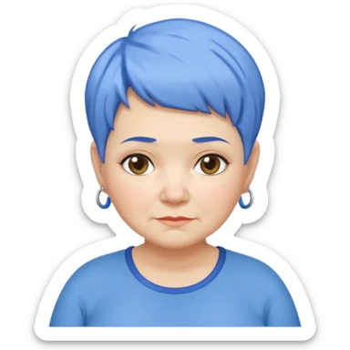 mujer mayor un poco gorda pelo azul o morado pixie cut barriobajera sticker