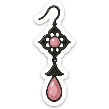 BLACKPINK-inspired gothic earring, dreamy and elegant, black and pink, no hearts sticker