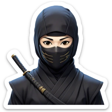 Clash of Clans aesthetic: Beautiful and Majestic Ninja Portrait Emoji, Rendered in serene poise with a gentle, confident smile and a refined masked visage, showcasing a sleek, artfully poised figure exuding calm and determined elegance in natural skin tone, Simplified yet exquisitely endearing features, highly detailed, glowing with a soft, drowsy nocturnal light, high shine, relaxed and utterly noble, stylized with an air of timeless stealth, soft glowing outline, capturing the essence of a majestic ninja whose graceful presence inspires epic covert adventures! sticker