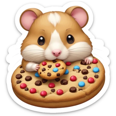 Hamster with a bow eating jumbo cookie  sticker