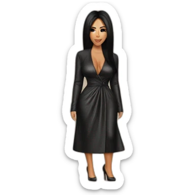Kim Kardashian en robe en cuir sticker