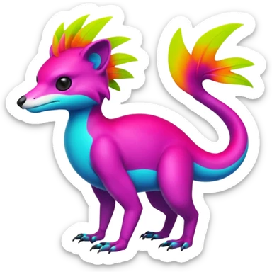 Multi-colored, neon-colored, randomly-colored Toxic Tropical Fionbri-Falvie-Vernid-Fakémon-creature (full body) sticker