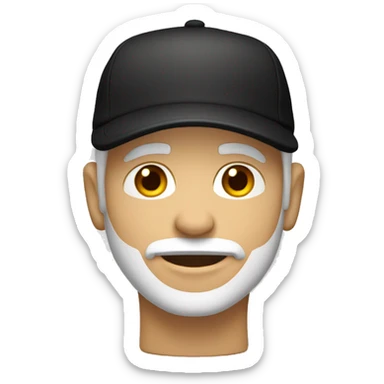 man with white cap, light skin tone, black t-shirt, middle age sticker