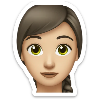 cocasian young adult woman with dark straight brown and medium hair and green eyes sticker