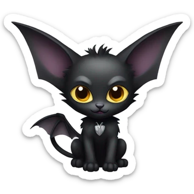 Black-Vampire-Batty-Lykoi-Cat-Fakémon-Cat With Bat-wings as ears  sticker