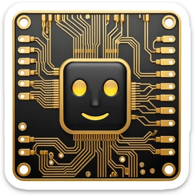 I want a black and gold pcb emoji, representing a circuit board sticker