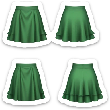 Realistic A-line high waisted green ruffle skirt, isolated sticker
