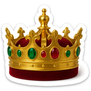 standard gold crown with a velvet band, set with emeralds and rubies, and a bright, polished finish sticker