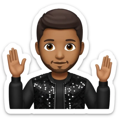 Usher with dark brown hair, black sequin outfit sticker