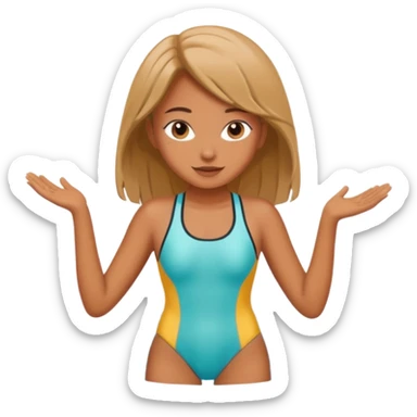 A cartoon girl in swimsuit sticker