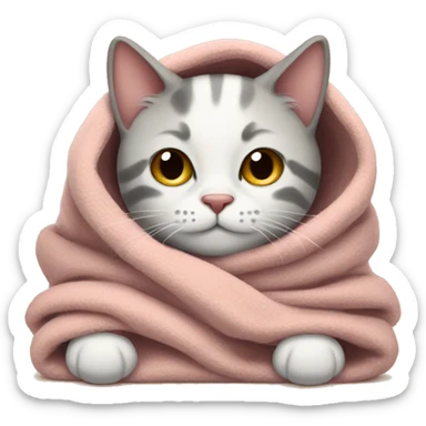 Cat in a cozy blanket  sticker