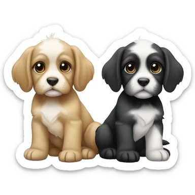 Two cavatzu puppies together tan and black sticker