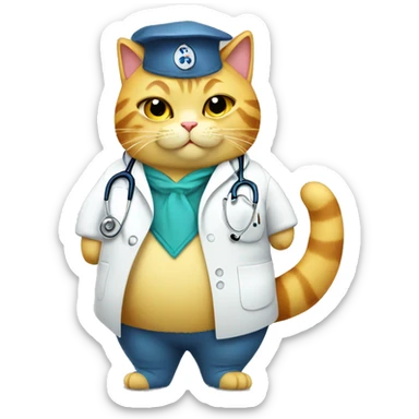 Fat yellow female cat dressed as a doctor  sticker