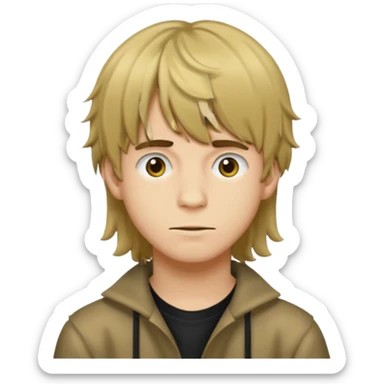 Young man have hair  shaggy long, bang, straykids emoji sticker