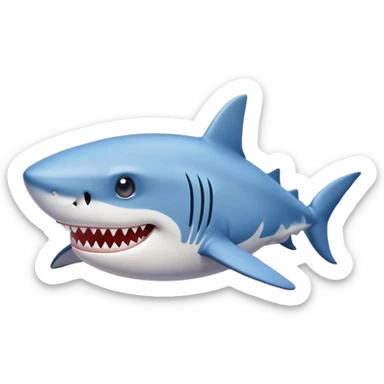 Un tiburón en la arena en la playa que tenga dos pies y unas zapatillas azules sticker