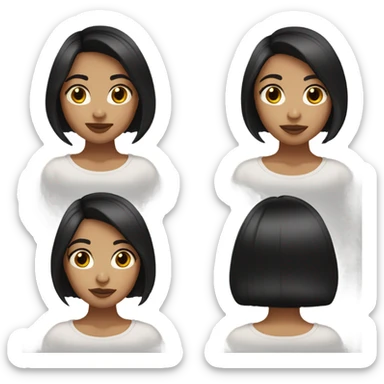 An 18-year-old girl with dark brown hair in a bob cut, a nose piercing, fair skin, dark brown eyes, and beautiful lips. sticker