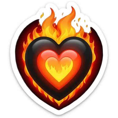 Black heart ani fire sticker