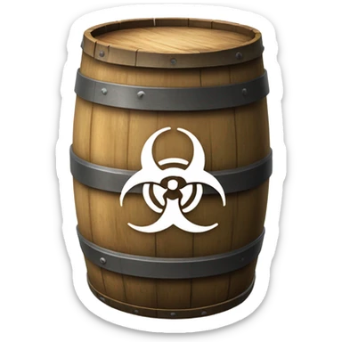 Biohazard symbol on a barrel sticker