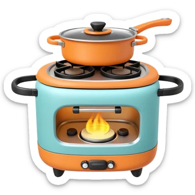 Cute toy stove, single burner only, front view.
BabyBus-style 2.5D soft shading, bright pastel colors
Rounded chunky toy shape, simple details.
Even studio lighting, NO harsh light, NO realism, NO textures.
Smooth matte surface, no outlines, no strokes.
Clean background. sticker