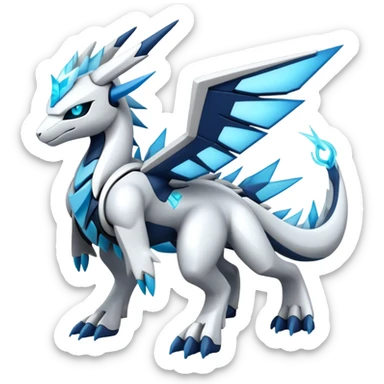 Futuristic Kyurem-reshiram-Glaceon-dialga-hybrid, full body sticker