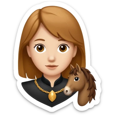 Ein braunhaariges Mädchen mit langen glatten Haaren und sitzend auf einem Braunen Pferd mit schwarzer Mähne  sticker