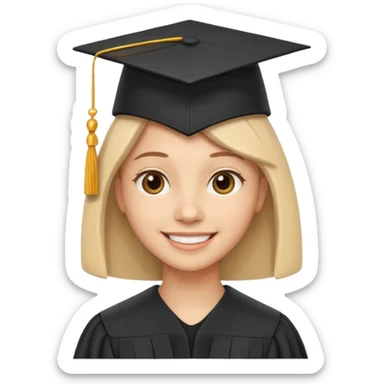 smiling face with a graduation cap, representing knowledge and experience sticker