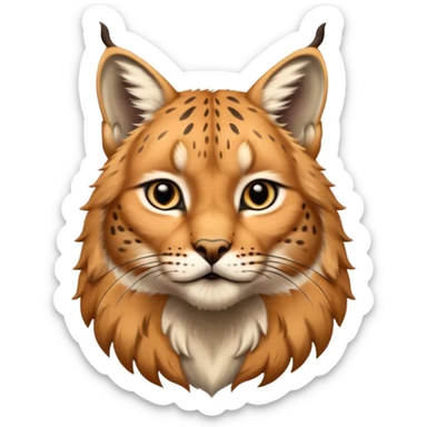 A high-resolution photo-realistic digital illustration of a majestic young lynx, chest upward A high-resolution, photo-realistic digital illustration of a majestic young Eurasian lynx, shown from the chest upward.  sticker
