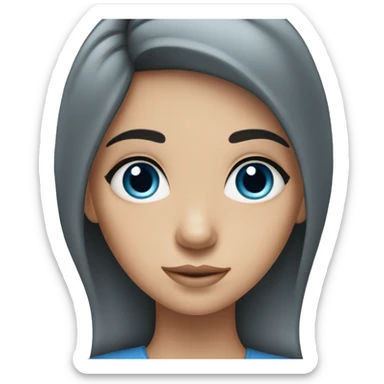 a girl with long dark hair and blue-gray eyes with long eyelashes sticker