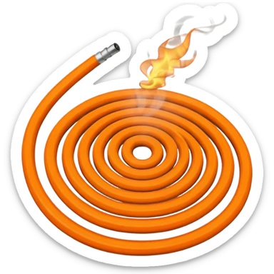 a burning mosquito coil spinning in the place of a selling fan. sticker