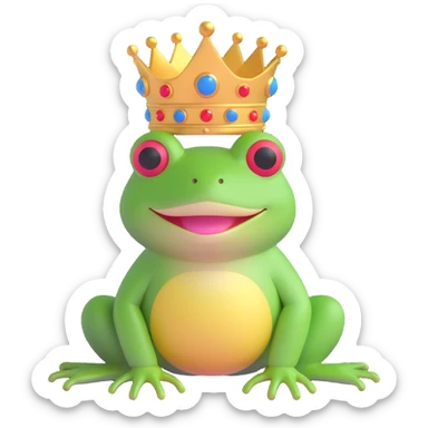 frog with a crown on its head sticker