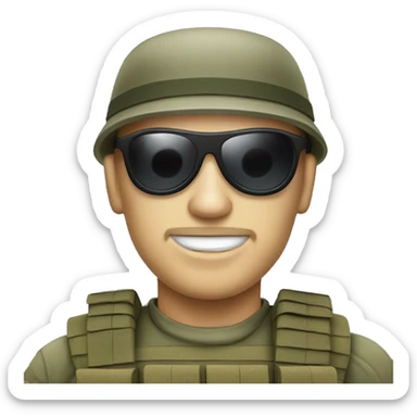 White skin soldier world war with sunglasses sticker