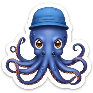octopus with fitted cap sticker