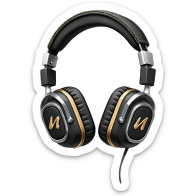 Icon of headphones with square ear pads in the Marshall style. sticker