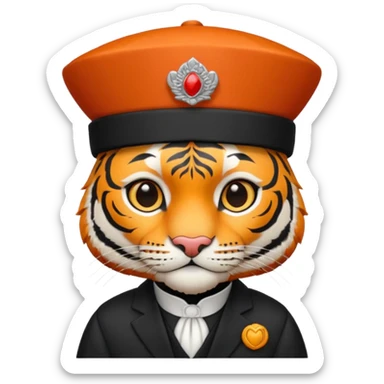 black suited tiger with fes hat sticker