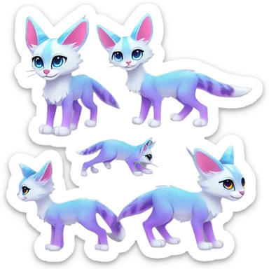 Cute Kawaii Epic Ethereal Sparkly Colorful Sergal-Serval-Caracal-Vernid full body sticker