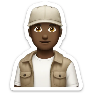 man in a burberry cap with a white t-shirt with white skin colour sticker