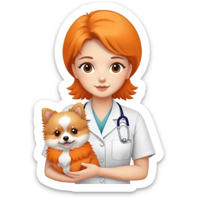 veterinary nurse with lulu pomeranian sticker