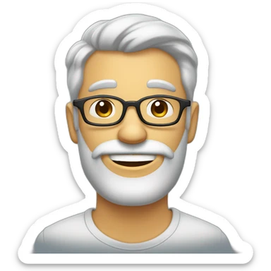 homem de óculos careca e com barbas e com sorriso no rosto sticker