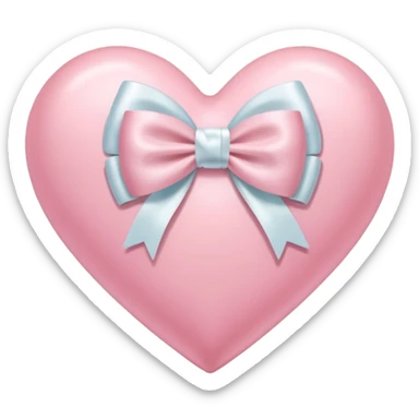 Pastel pink heart with white bow sticker