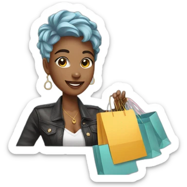 influencer taking selfie with a shopping bag sticker