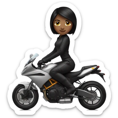 girl with black hair and black over the knee boots riding a sports bike  sticker