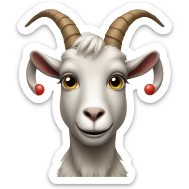 goat with a clown wig and clown makeup looking straight ahead sticker