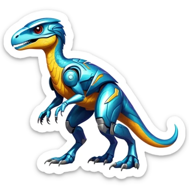 Shiny Futuristic Fakemon-Pokemon-Digimon-Spectrobes-Raptor-fusion, full body sticker