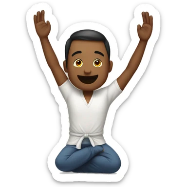 Emoji bowing and saying namaste with elbows tpuching sticker