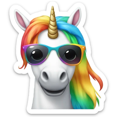 Rainbow Unicorn with sunglasses sticker