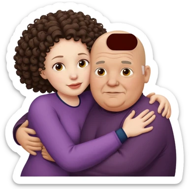  Old White  fat man no hiar hugging dack skin curly hair woman sticker