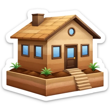 degraded rammed earth house with different soil colors sticker