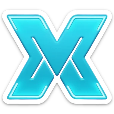 futuristic minimalistic emoji icon, letters "N" formed by three glowing digital lines representing Storm, Atom and NoizeGames, neon purple (#8B5CF6) and cyan (#00E0FF) on dark background, modern tech style, 1:1 aspect ratio sticker