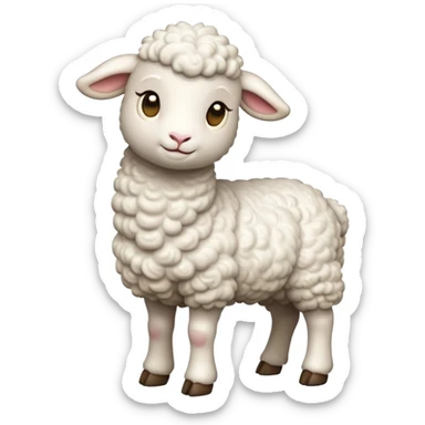 cinematic-[lamb]-realistic-full-body-standing-emoji,-tail-flicking-lazily,-head-tilted-dramatically,-curly-[white]-fur,-simplified-yet-realistic-focused-features,-highly-detailed,-glowing-with-an-almost-sarcastic-glow sticker