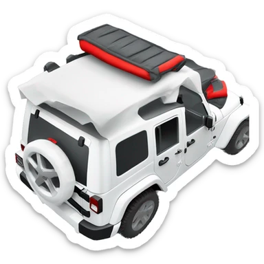 White Jeep Wrangler Rubicon with white roof and red accents  sticker